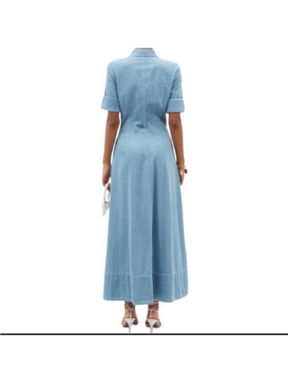 Staud Light Blue Button-Front Maxi Shirt Dress - Picture 3 of 11